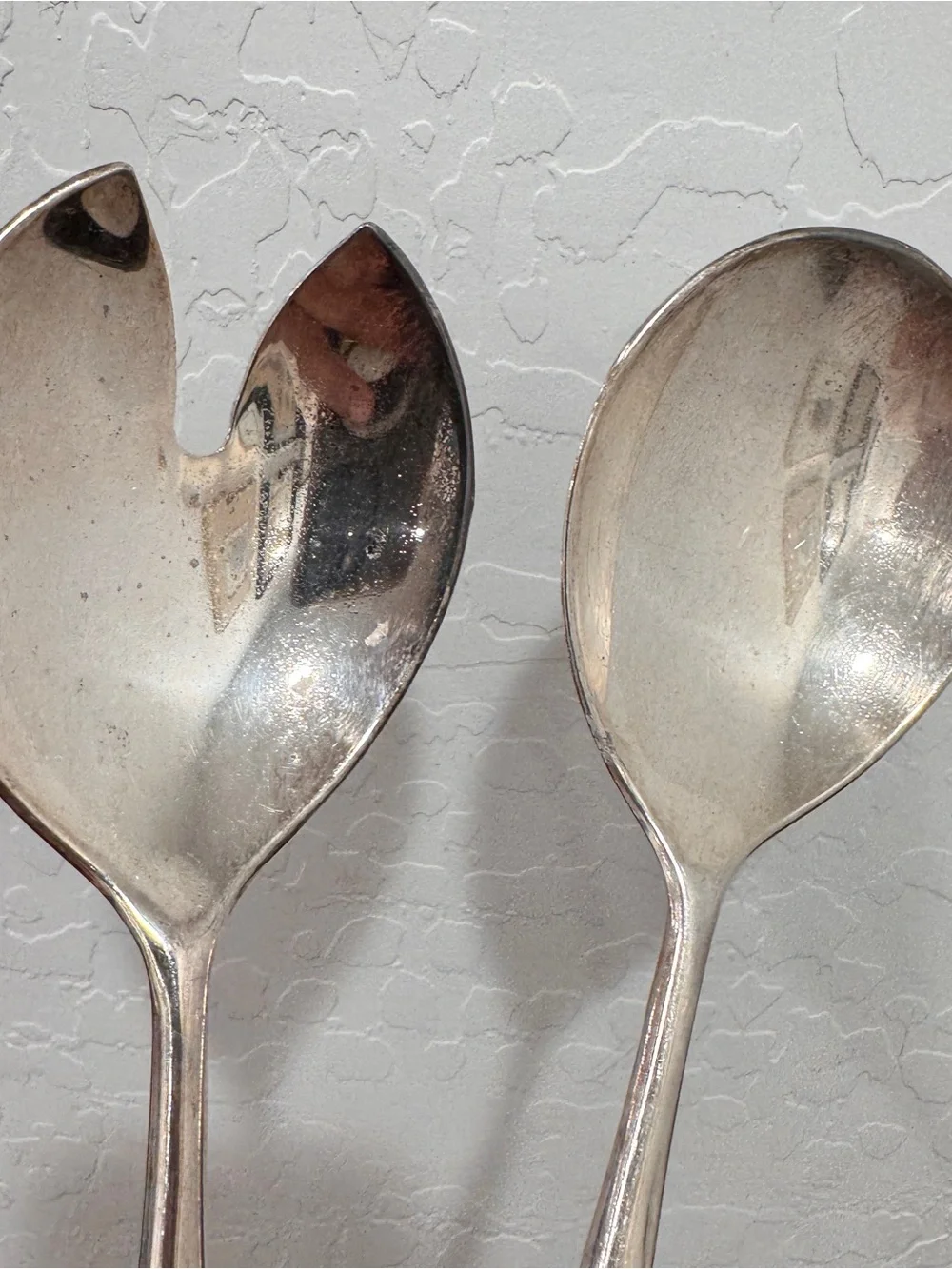 Bamboo Pattern 2 Pc Silverplate Serving Fork & Spoon Made ITALY 11 1/2